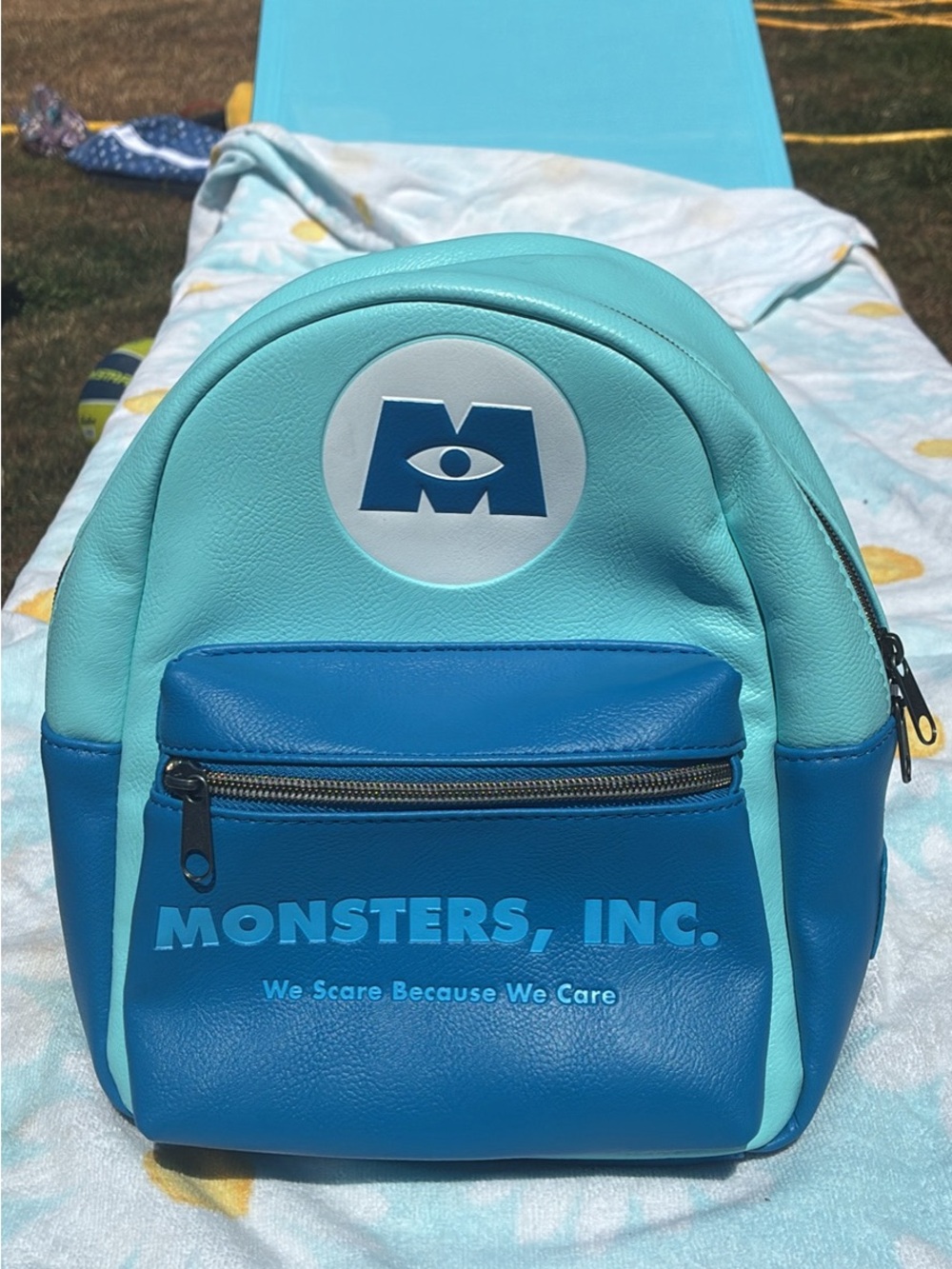 Monsters, Inc. Mini Backpack with Mike Wazowski Logo - Aqua & Royal Blue